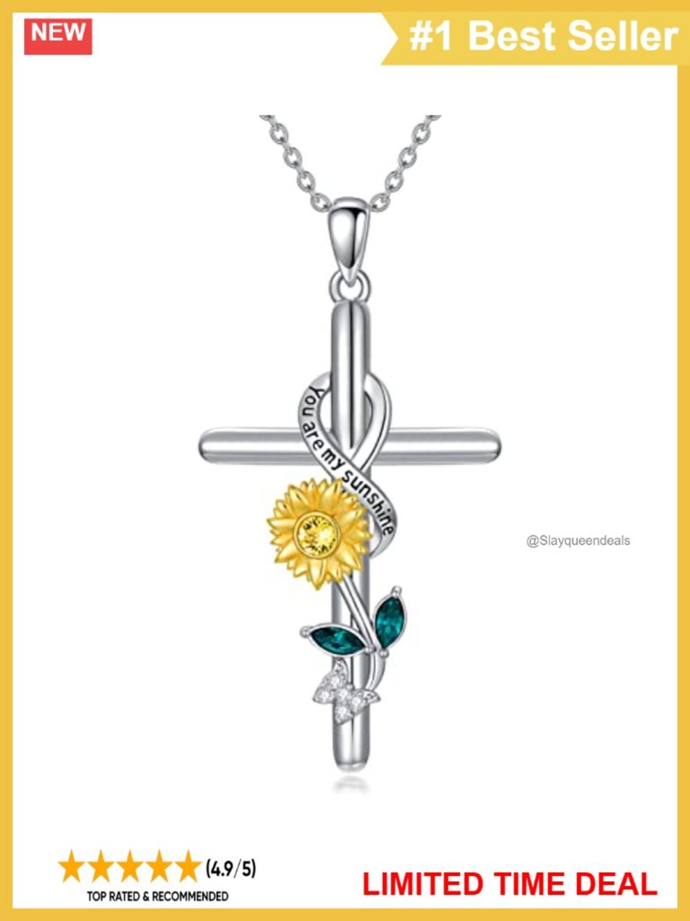 925 Sterling Silver Cross Necklace I Love You Pendant Religious Jewelry Gift